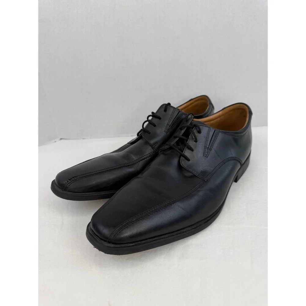 Clarks Collection Mens Black Leather Bicycle Toe Oxford Dress‎ Shoes Size 15 M